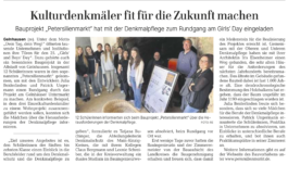 Artikel in der Gelnhäsuer Neuen Zeitung: »Kulturdenkmäler fit für die Zukunft machen. Bauprojekt ›Petersilienmarkt‹ hat mit der Denkmalpflege zum Rundgang am Girls’ Day eingeladen.« petersilienmarkt